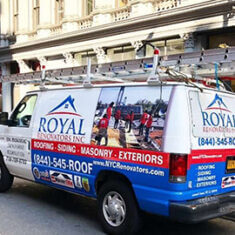 Royal Roofing Van Driving Through NYC